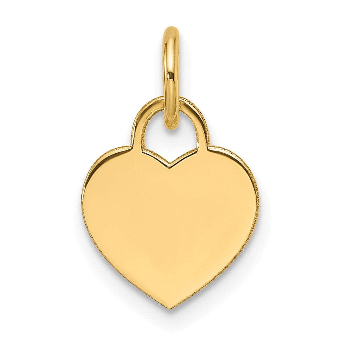 14k Plain .013 Gauge Engravable Heart 9.5x10mm Disc Charm