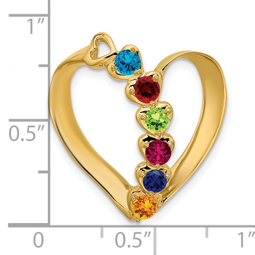 14k Polished 6-Stone Mothers Heart Slide Mounting