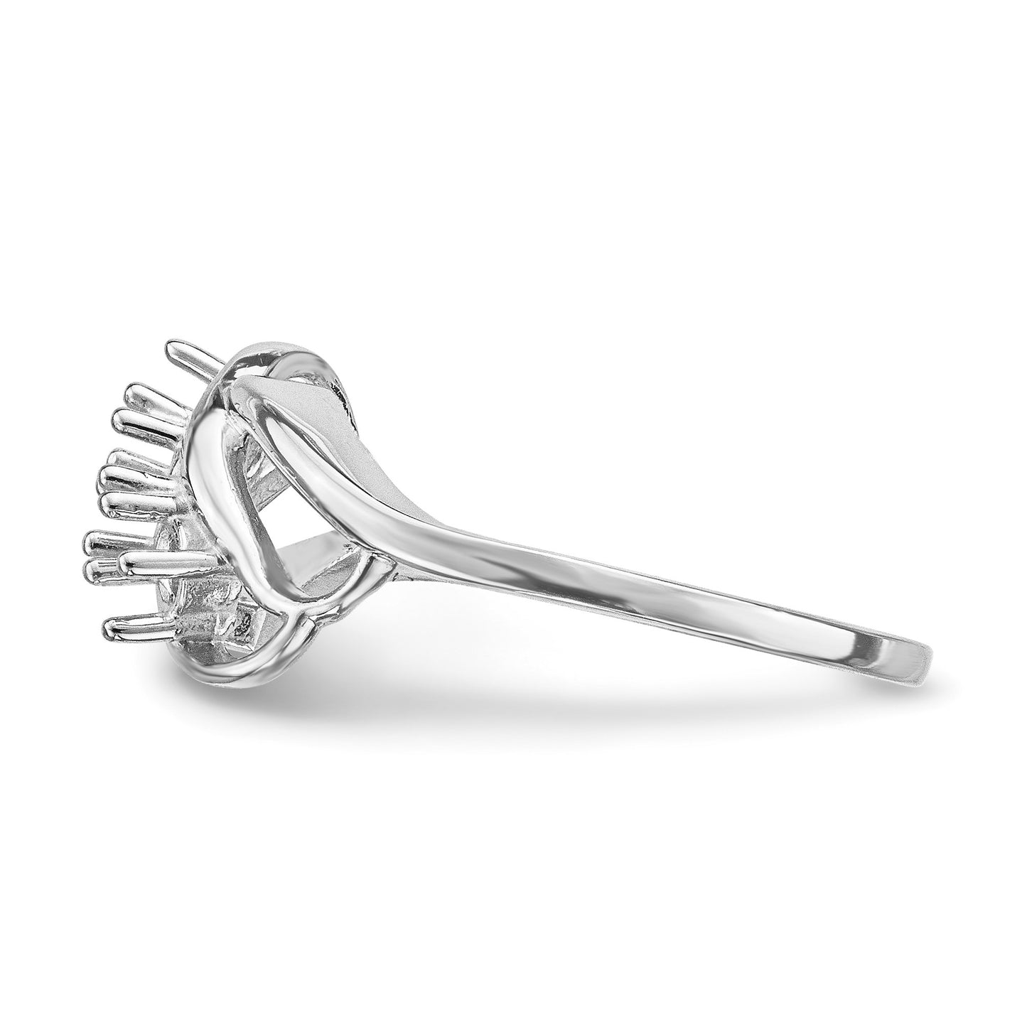 14k White Gold Polished 3-Stone Mothers Ring Mounting