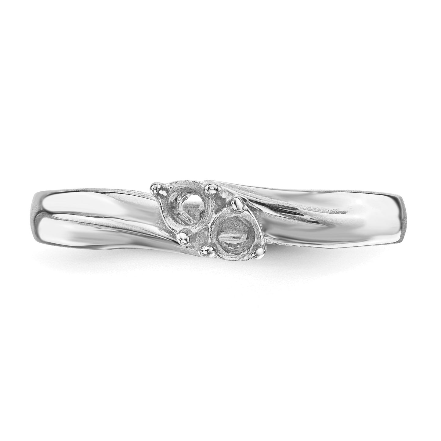 14k White Gold Polished 2-Stone Mothers Ring Mounting