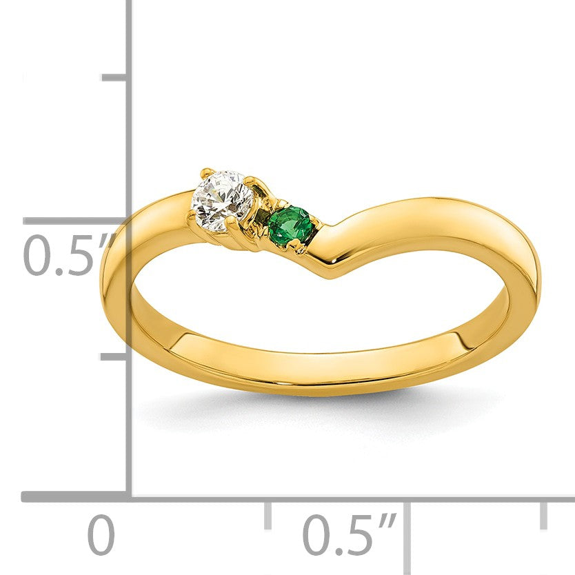 14k 1 Birthstone with Diamond Mother's Ring Mounting