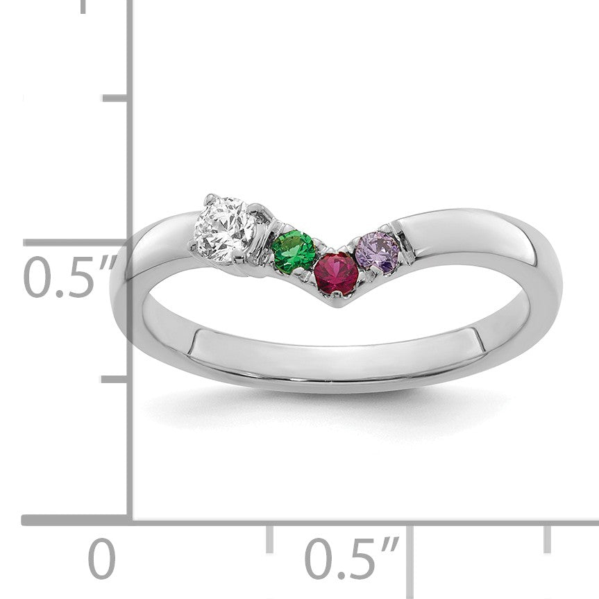 14k WG 3 Birthstone with Diamond with Mother's Ring Mounting