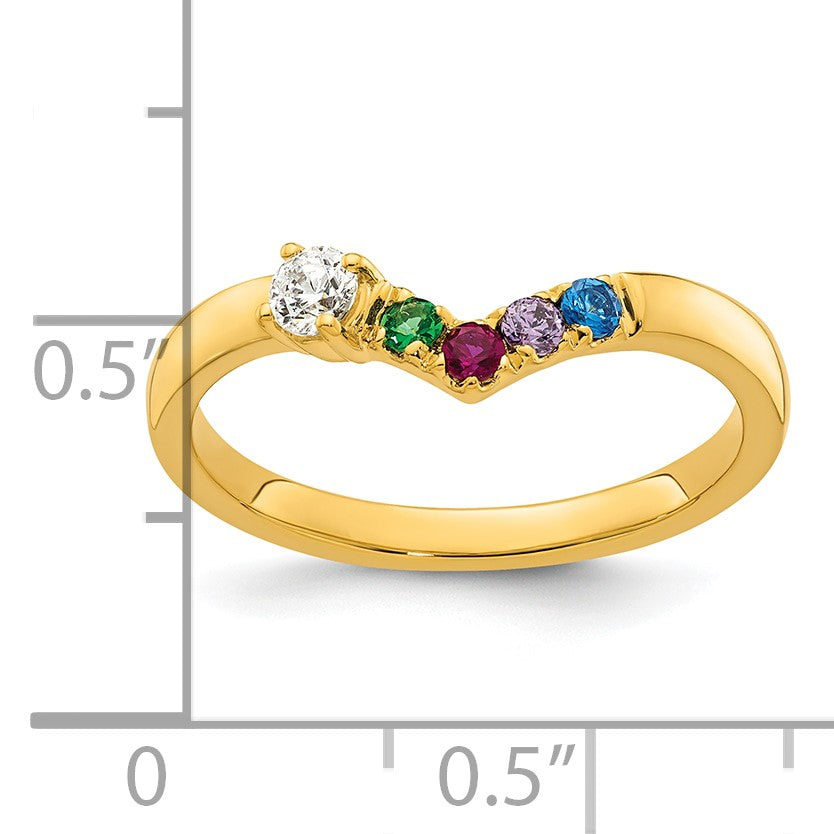 14k 4 Birthstone with Diamond Mother's Ring Mounting