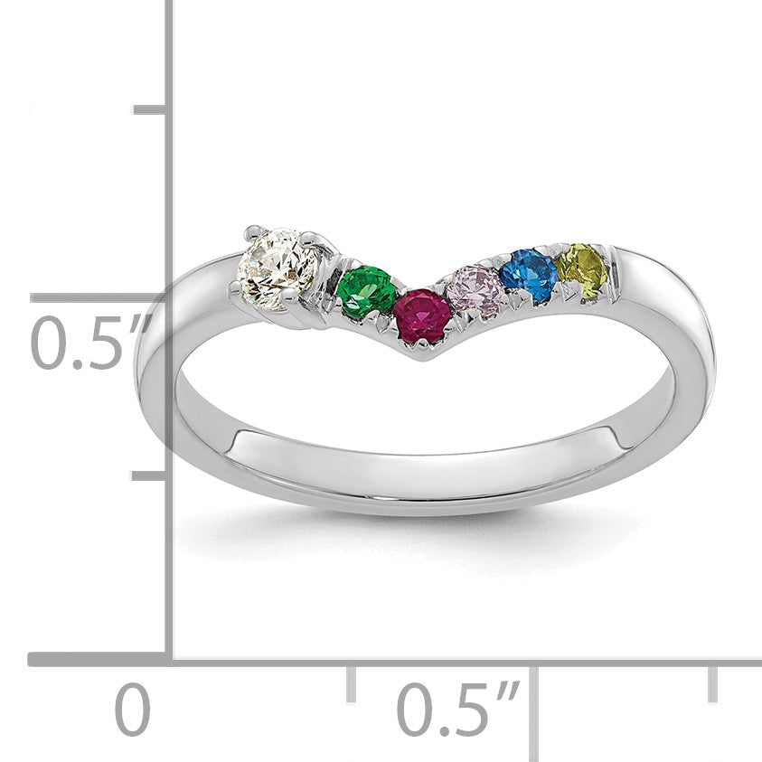 14k WG 5 Birthstone with Diamond with Mother's Ring Mounting