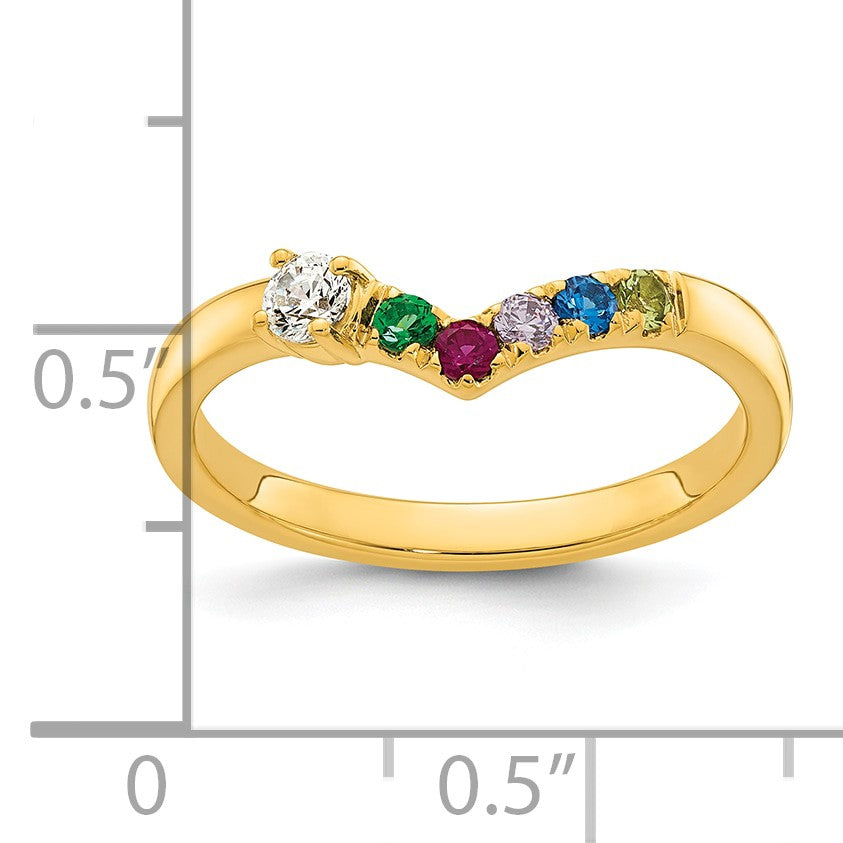14k 5 Birthstone with Diamond Mother's Ring Mounting
