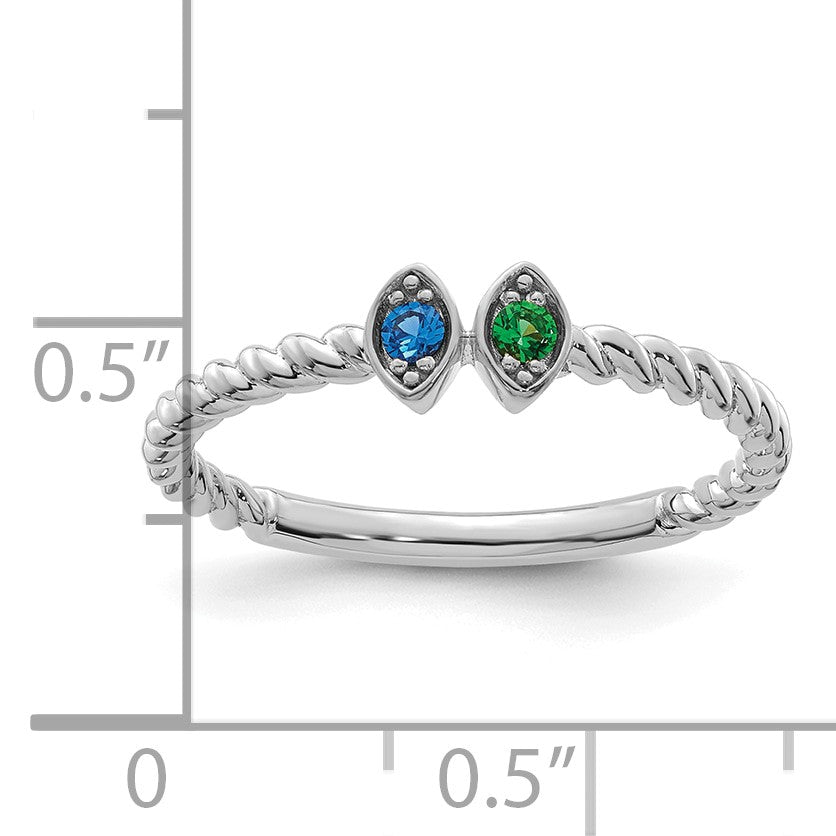 14k White Gold 2 Birthstone Mother's Ring Mounting