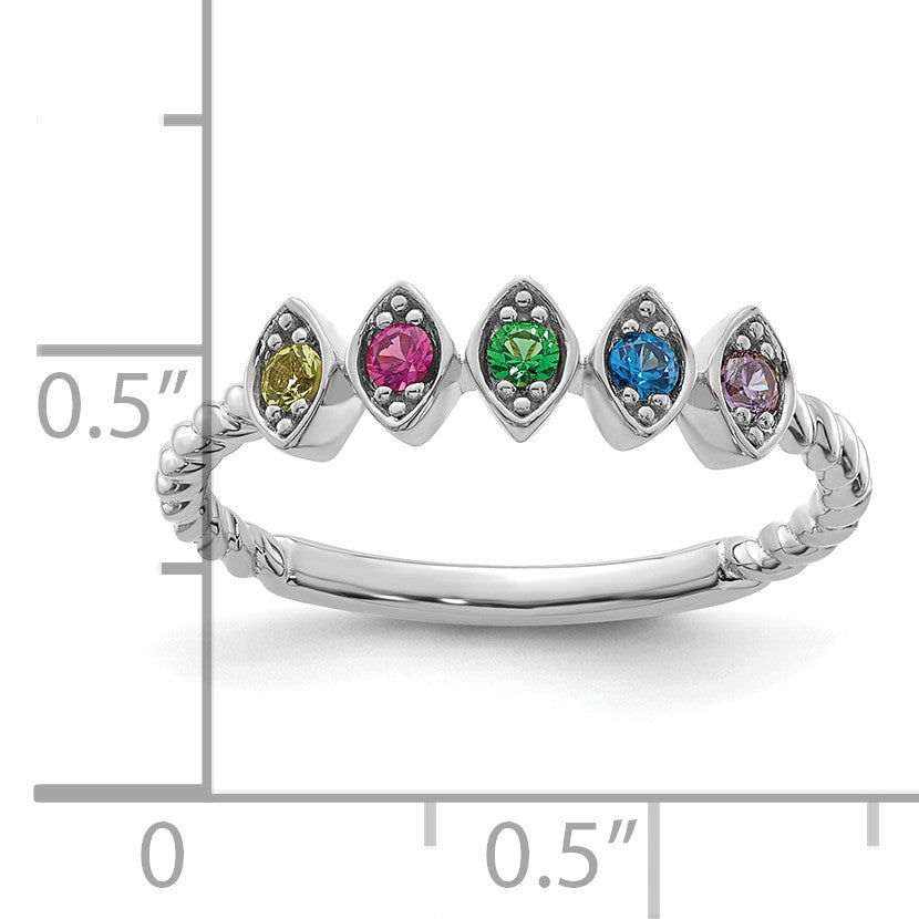 14k White Gold 5 Birthstone Mother's Ring Mounting