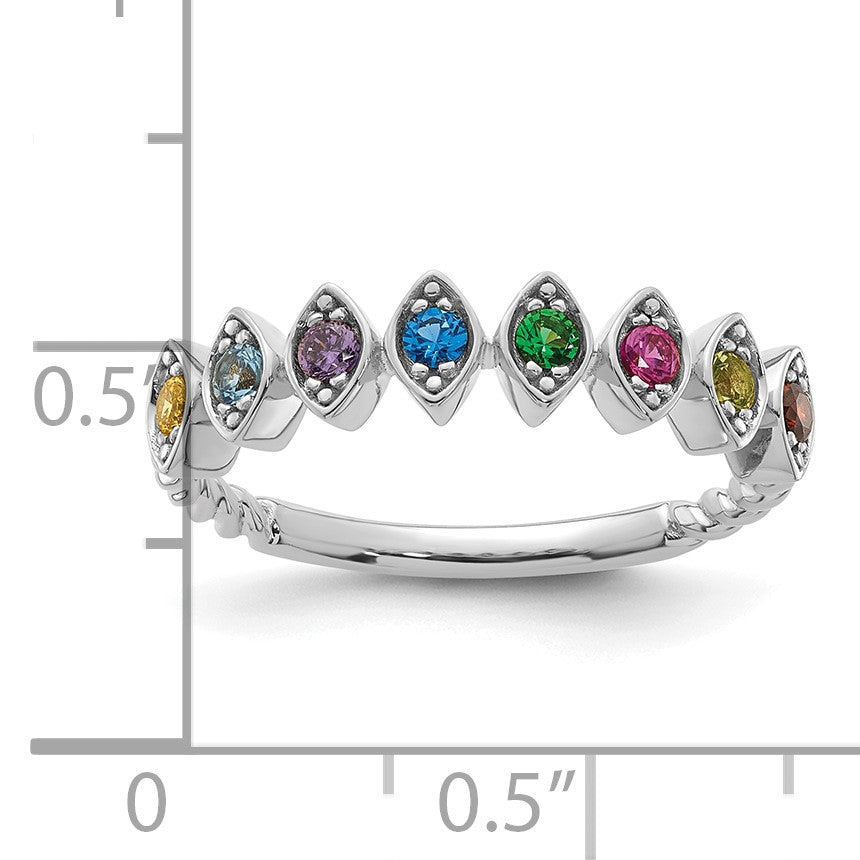 14k White Gold 8 Birthstone Mother's Ring Mounting