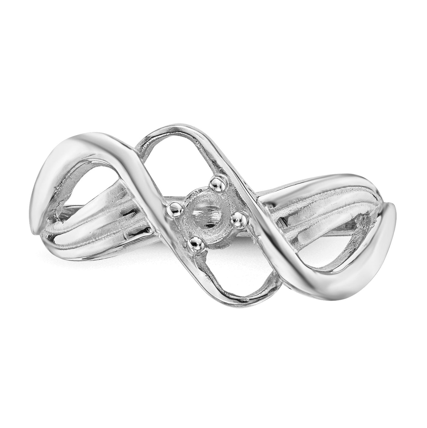 14k White Gold Polished 1-Stone Mothers Ring Mounting