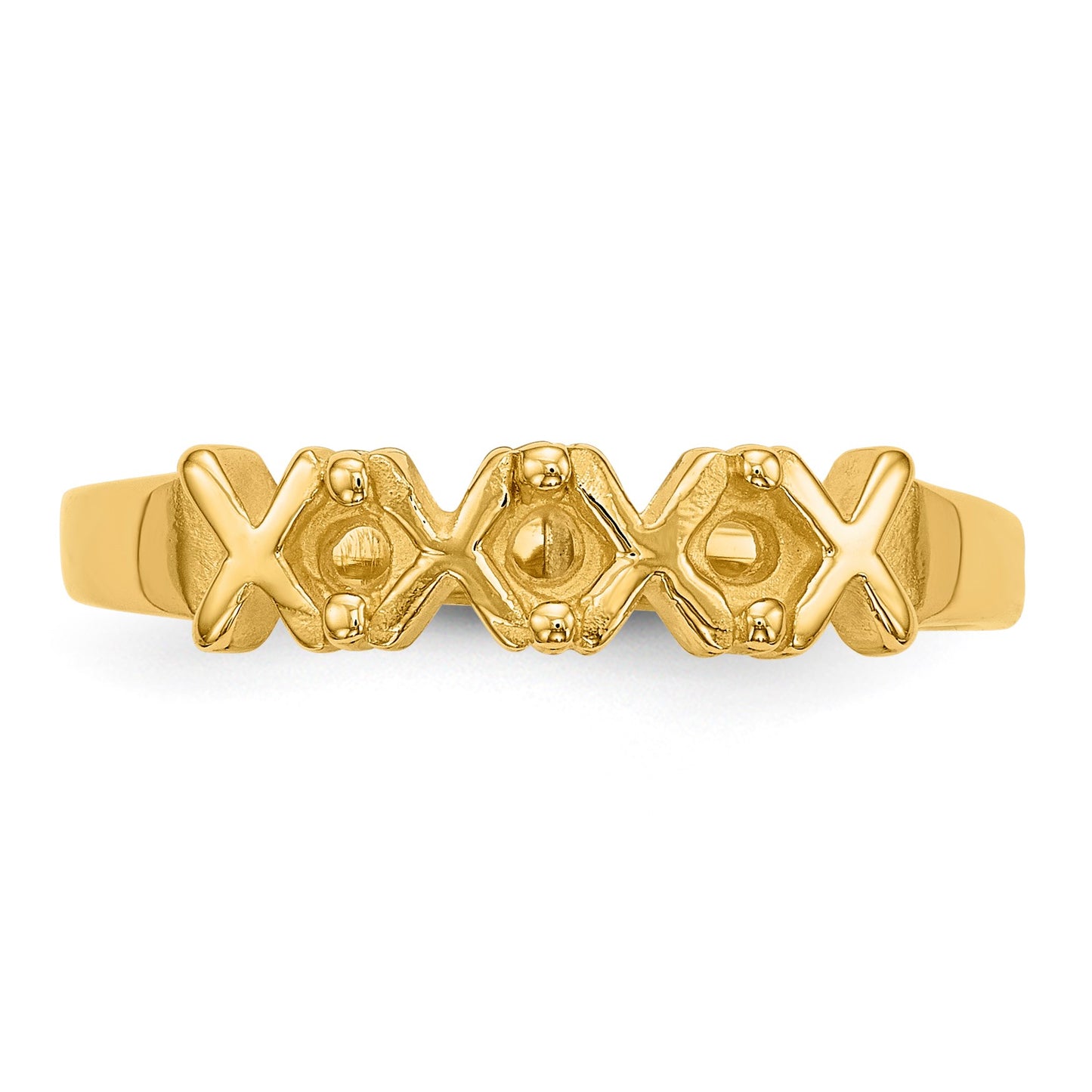 14k Polished 3-Stone Mothers Ring Mounting
