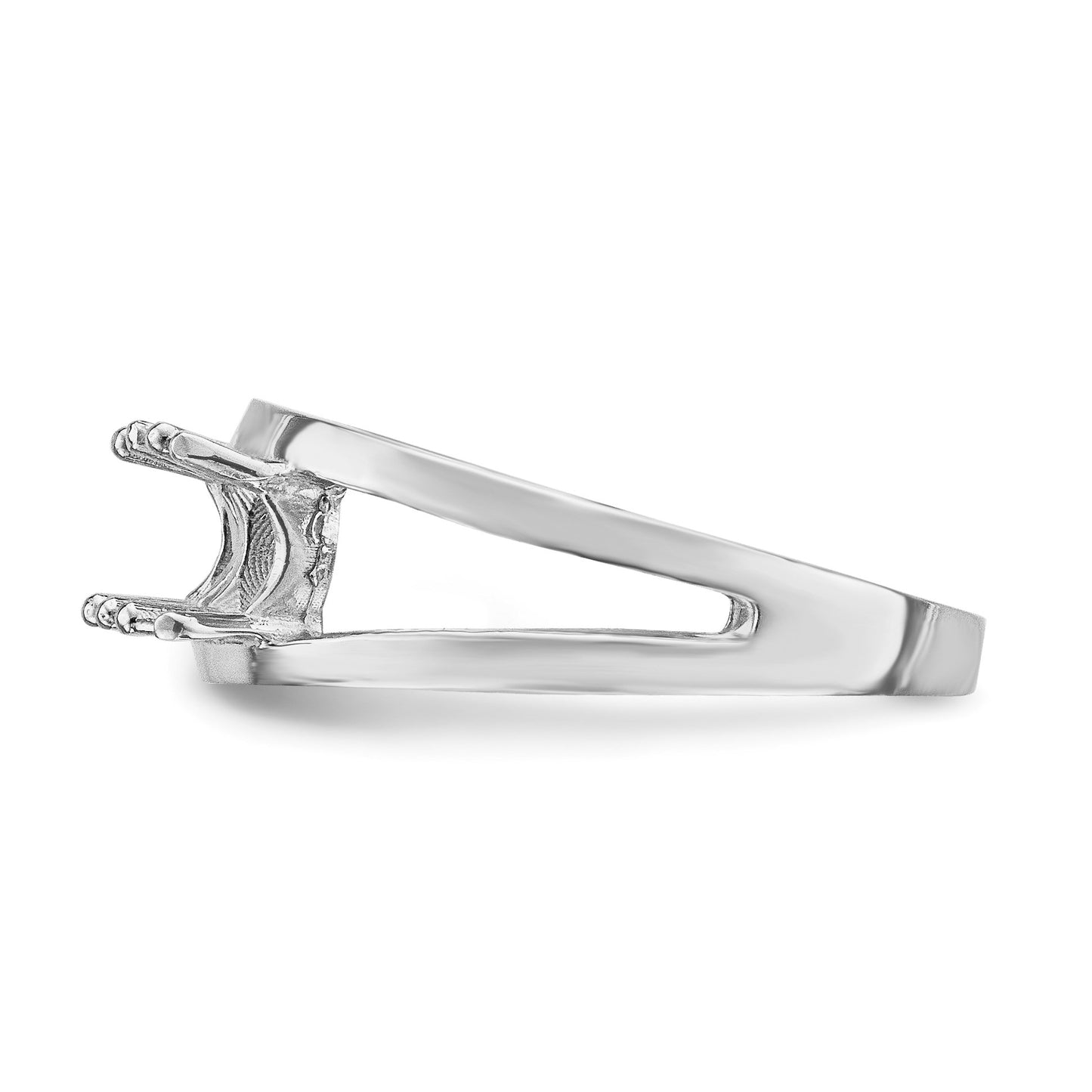 14k White Gold Polished 2-Stone Mothers Ring Mounting