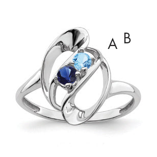 14k White Gold Polished 2-Stone Mothers Ring Mounting