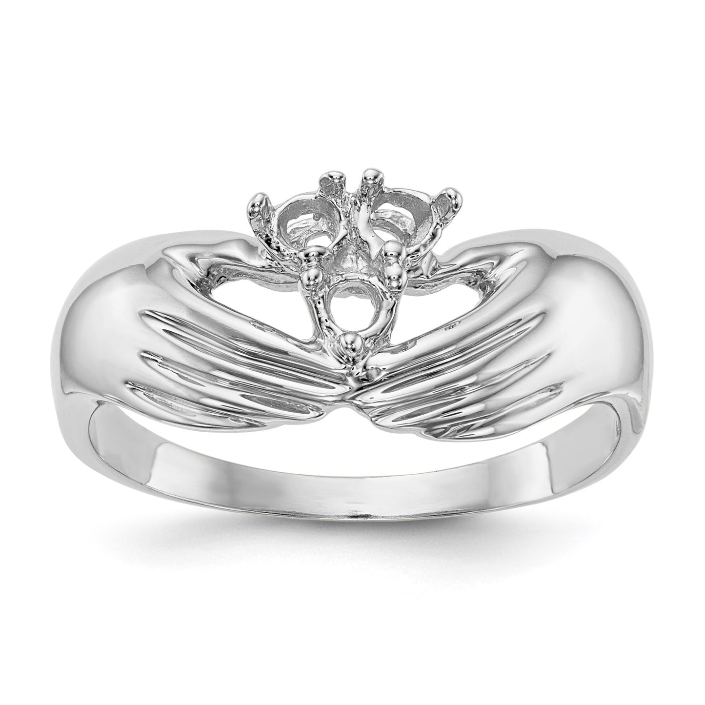 14k white Gold 3 Stone Family Ring Mounting