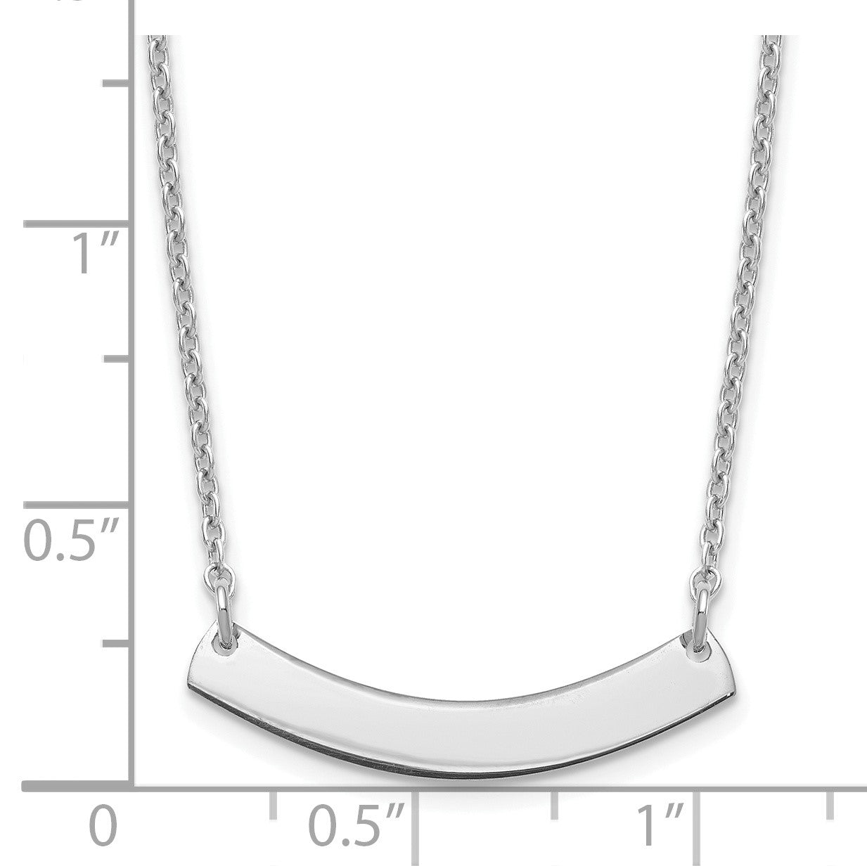 Sterling Silver/Rhodium-plated Small Curved Blank Bar Necklace