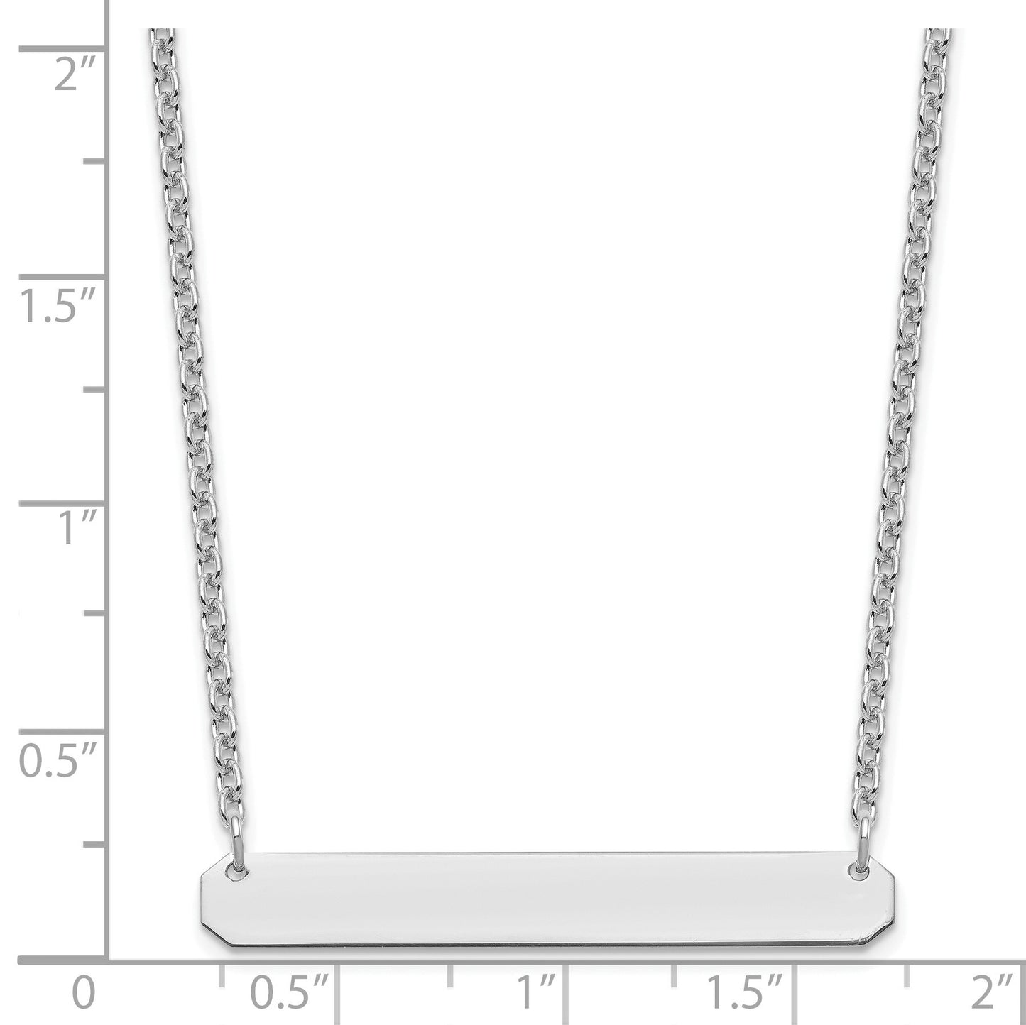 Sterling Silver/Rhodium-plated Medium Blank Bar Necklace