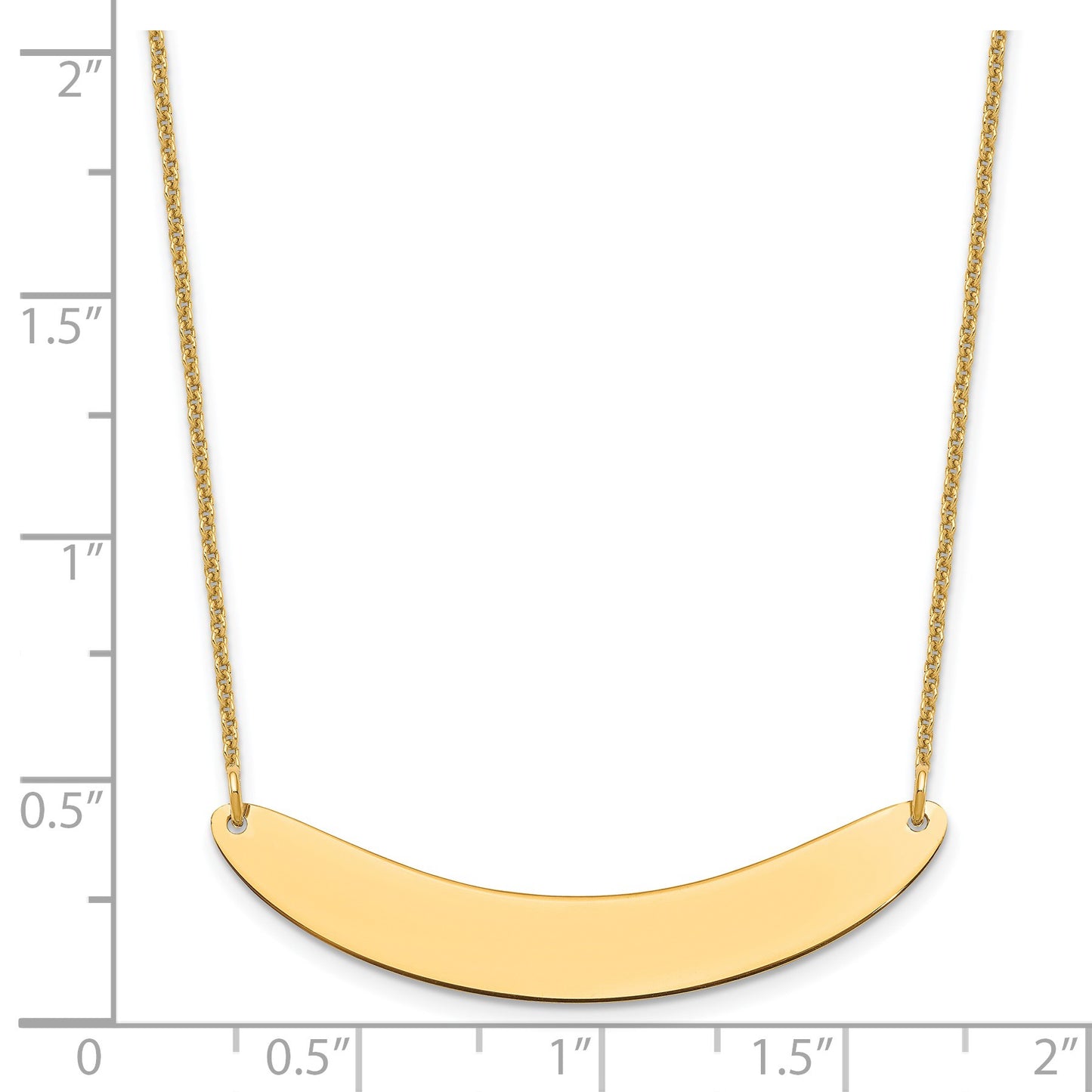 14k Yellow Gold Medium Curved Blank Bar Necklace