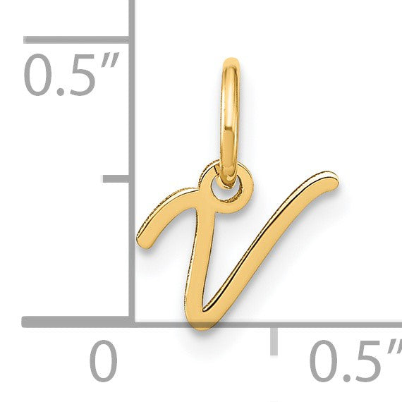 14KY Upper case Letter V Initial Charm