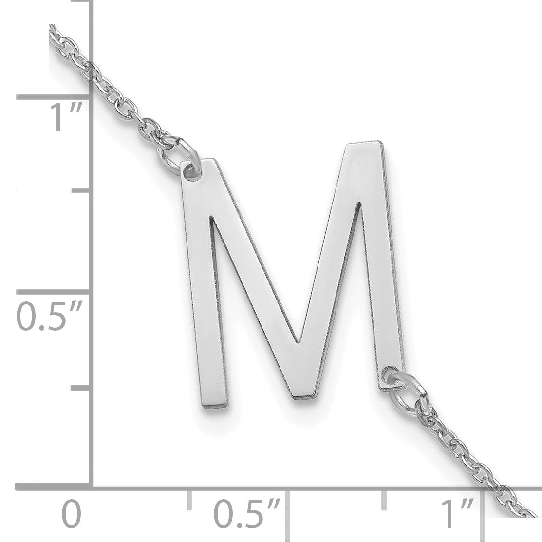 14K White Gold Polished Small Letter M Bracelet