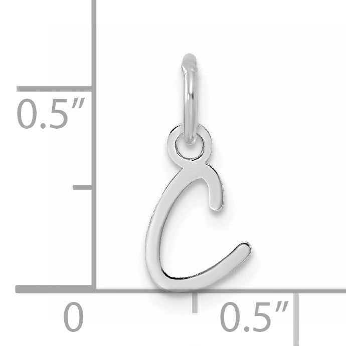 14K White Gold Uppercase Letter C Initial Charm