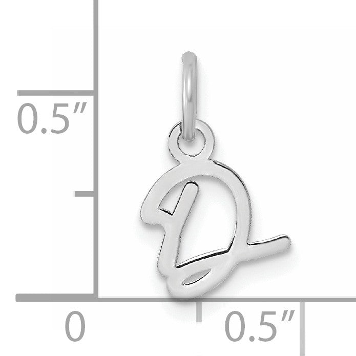 14K White Gold Uppercase Letter D Initial Charm