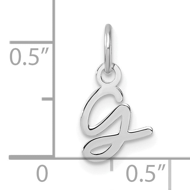14K White Gold Uppercase Letter G Initial Charm