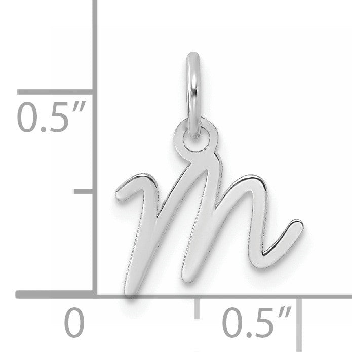 14K White Gold Uppercase Letter M Initial Charm