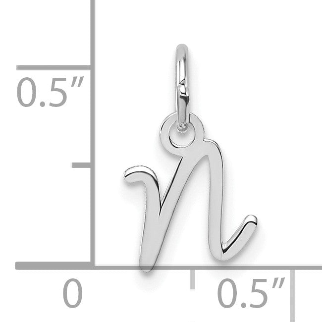 14K White Gold Uppercase Letter N Initial Charm