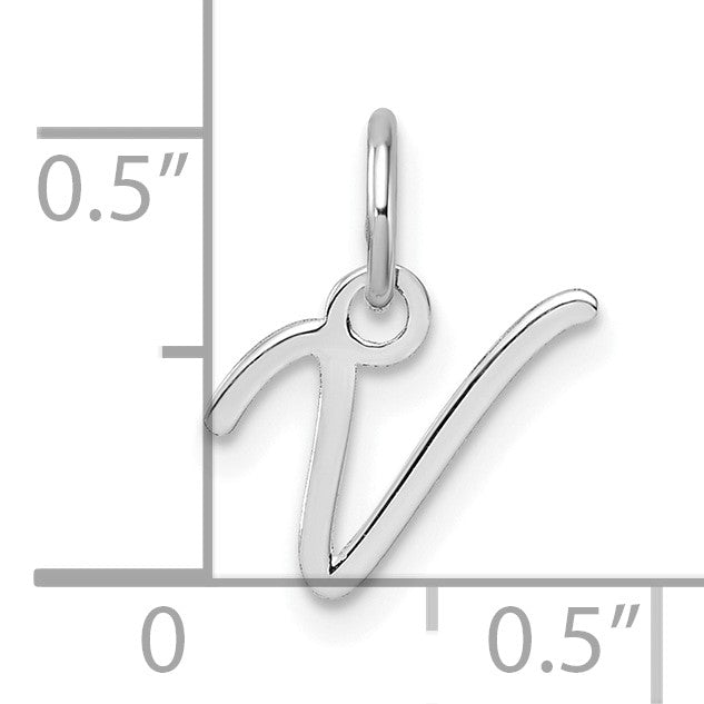 14K White Gold Uppercase Letter V Initial Charm