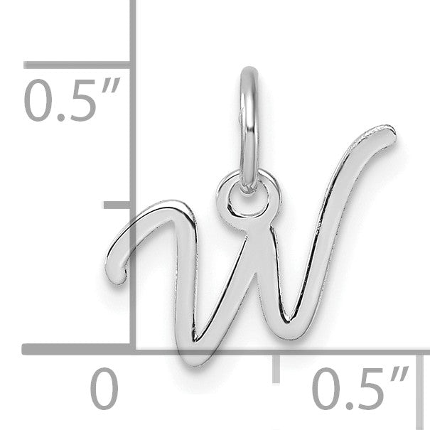 14K White Gold Uppercase Letter W Initial Charm