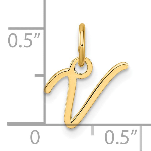 14K Uppercase Letter V Initial Charm