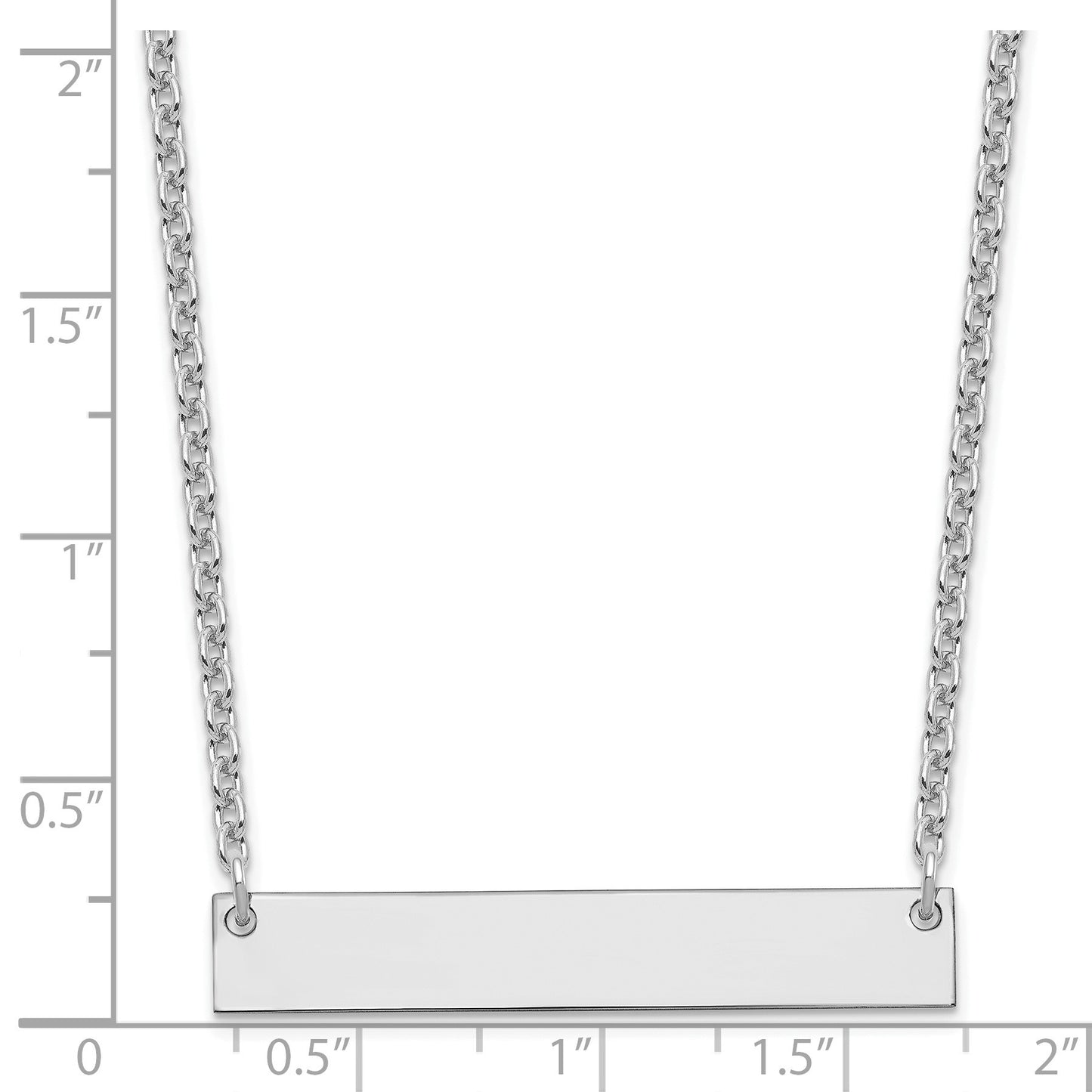 Sterling Silver/Rhodium-plated Medium Blank Bar Necklace