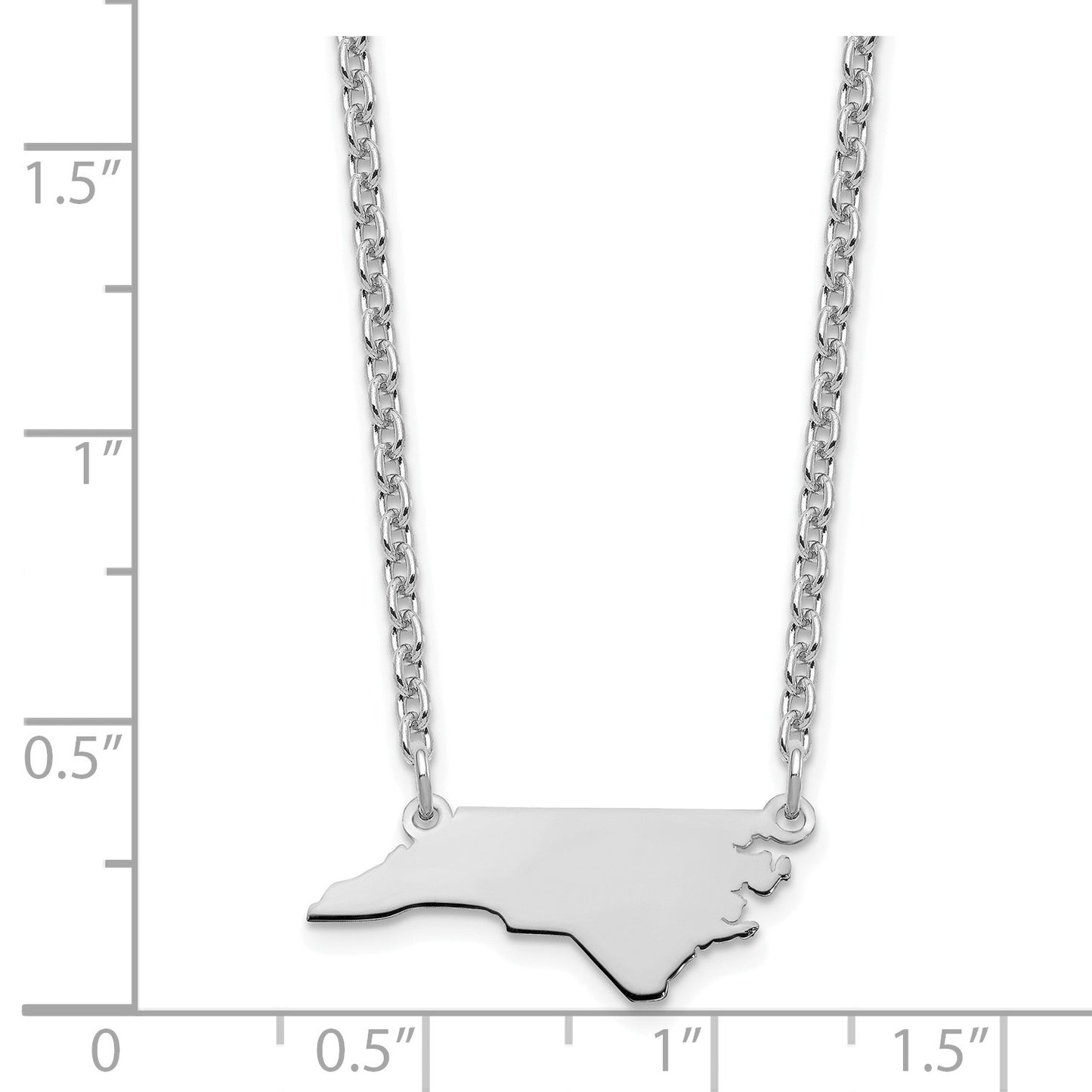 Sterling Silver/Rhodium-plated North Carolina State Necklace