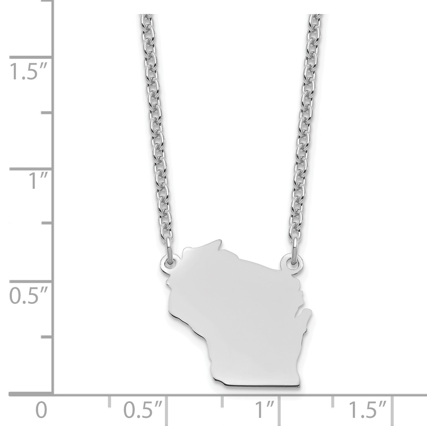 Sterling Silver/Rhodium-plated Wisconsin State Necklace