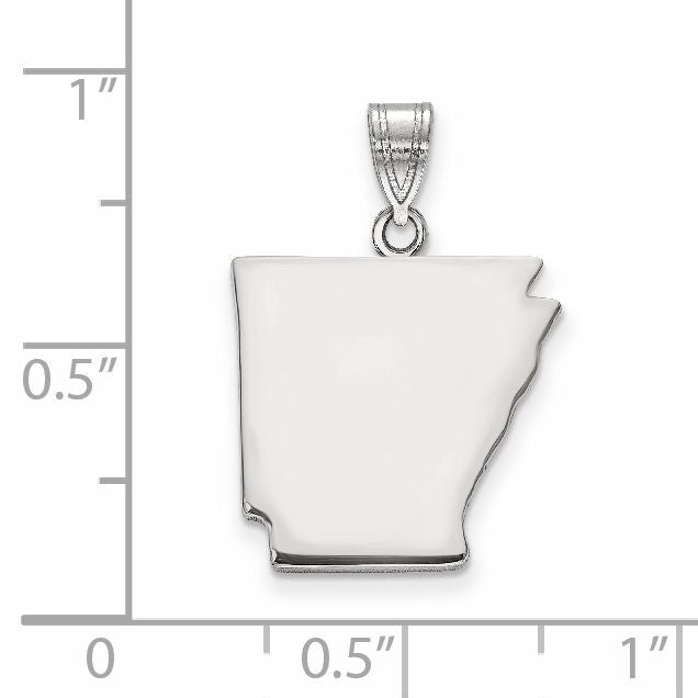 Sterling Silver/Rhodium-plated Arkansas State Pendant