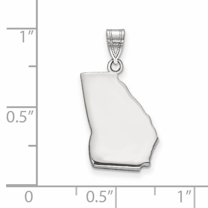Sterling Silver/Rhodium-plated Georgia State Pendant