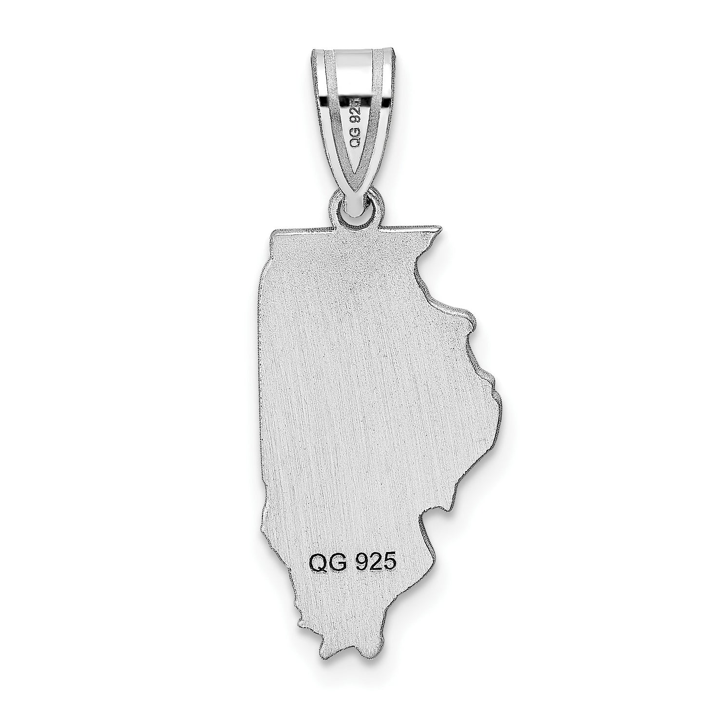 Sterling Silver/Rhodium-plated Illinois State Pendant