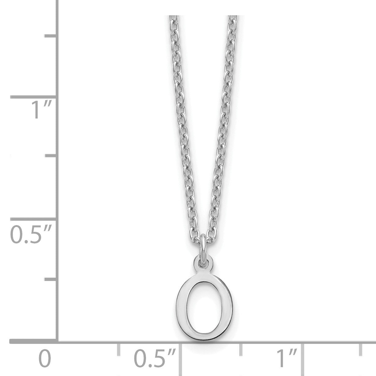 Sterling Silver Rhodium-plated Cutout Letter O Initial Necklace