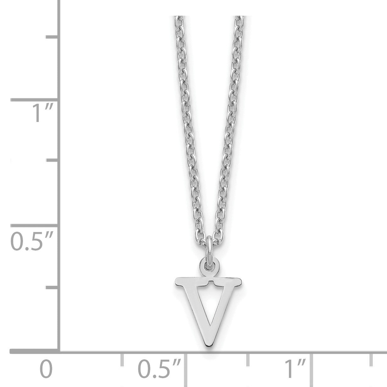 Sterling Silver Rhodium-plated Cutout Letter V Initial Necklace