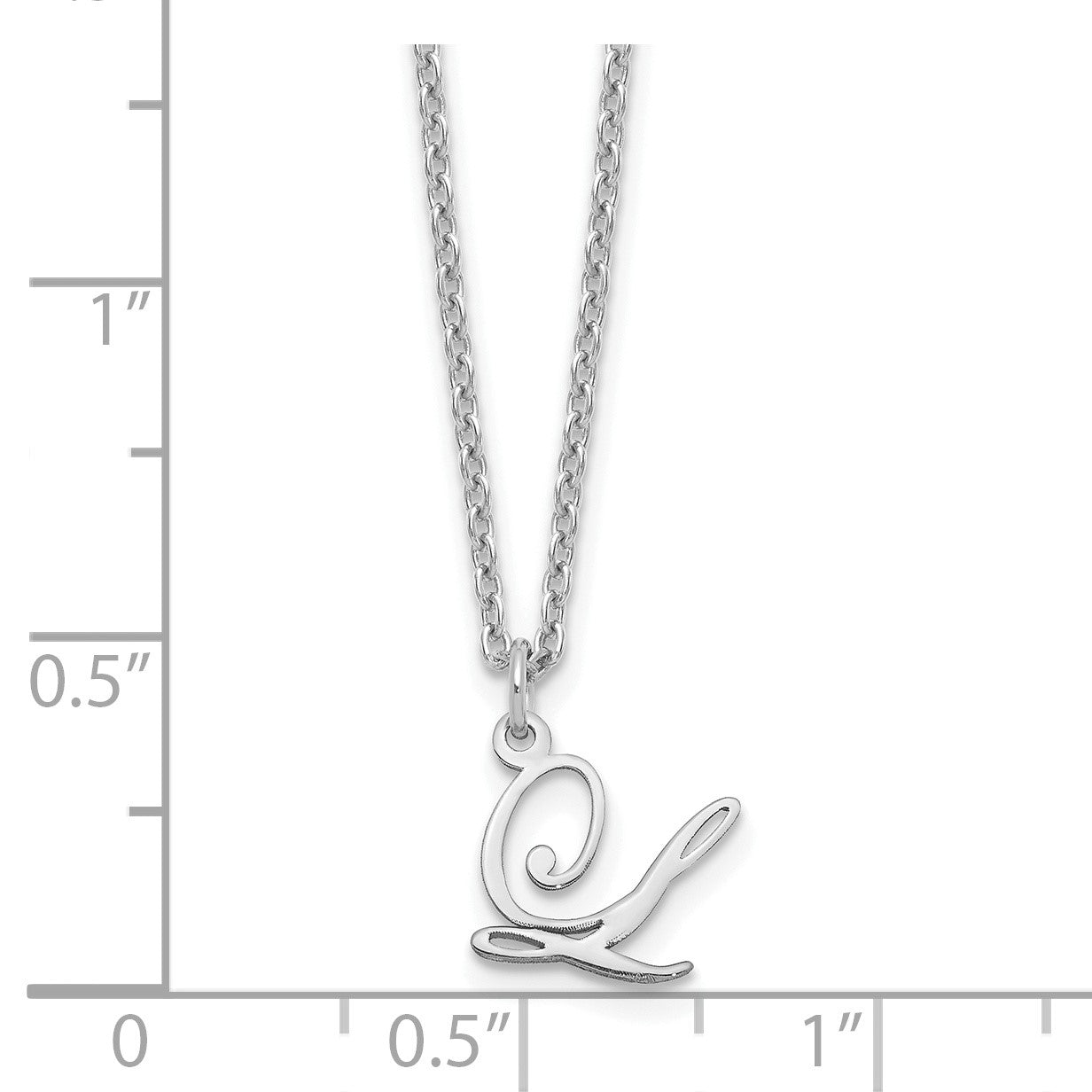 Sterling Silver Rhodium-plated Letter L Initial Necklace