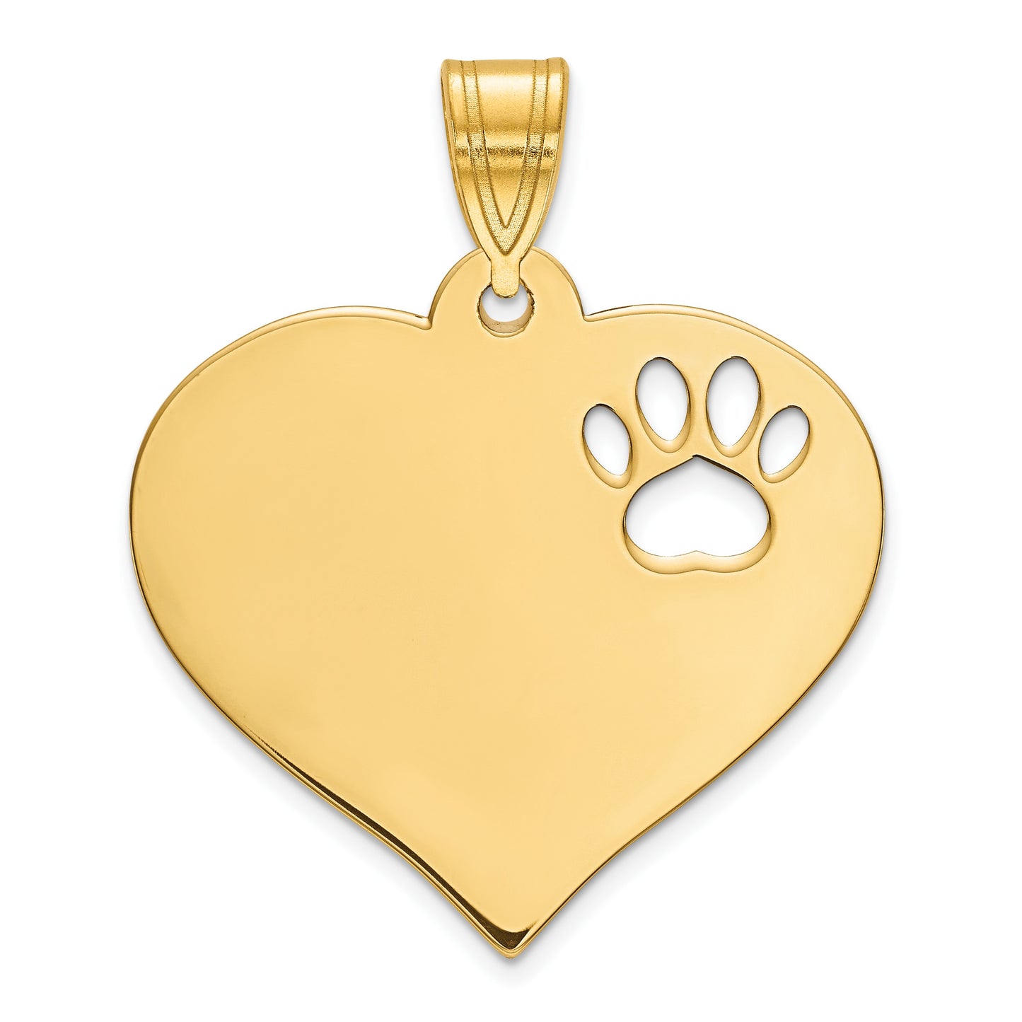 14k Yellow Gold Blank Heart with Cut-out Paw Print Pendant