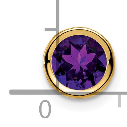 14k 6mm Round Amethyst Bezel Chain Slide
