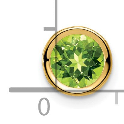14k 6mm Round Peridot Bezel Chain Slide