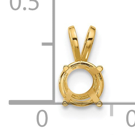 14k 6mm Round Stone Pendant Mounting