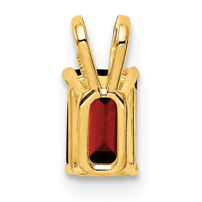 14k 6x4mm Emerald-cut Garnet Pendant