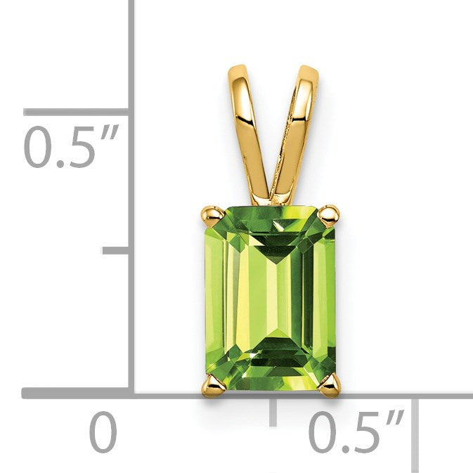 14k 8x6mm Emerald-cut Peridot Pendant