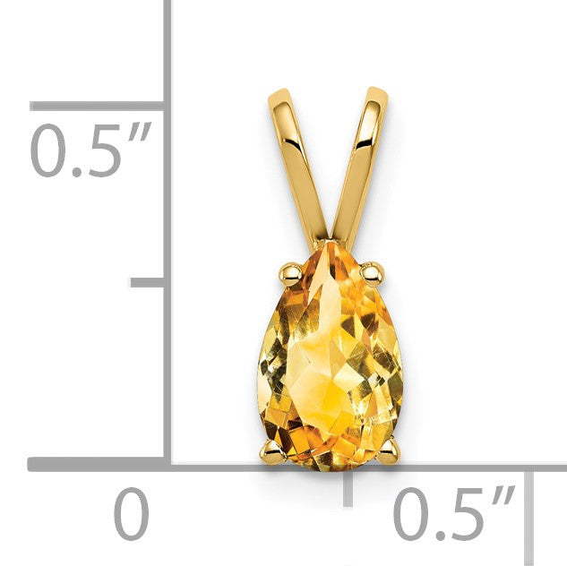 14k 8x5mm Pear Citrine Pendant