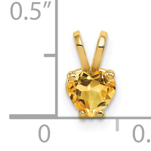 14k 5mm Heart Citrine Pendant