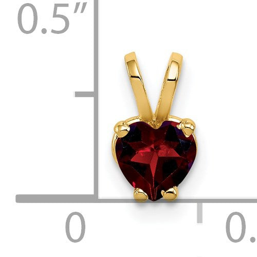 14k 5mm Heart Garnet Pendant