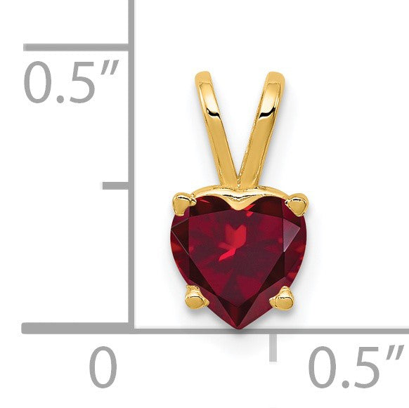14k 6mm Heart Lab Created Ruby Pendant