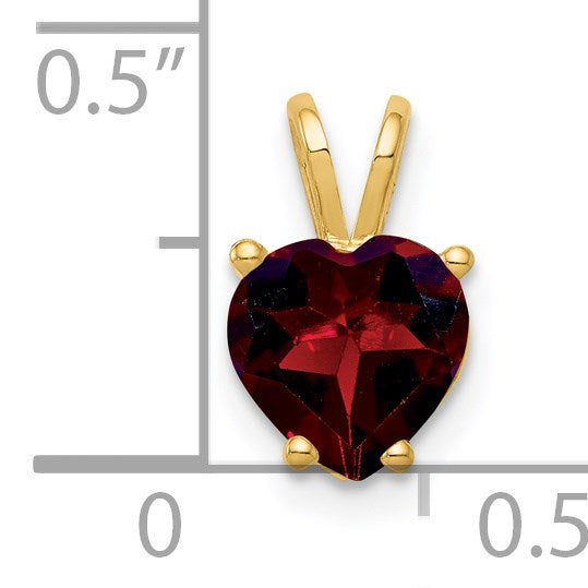 14k 7mm Heart Garnet Pendant